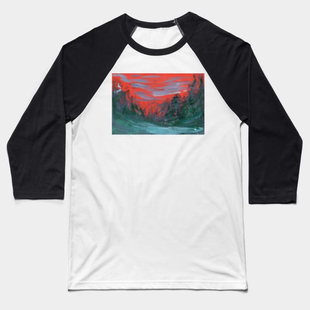 Red Sky At Night Baseball T-Shirt by Colzo Art